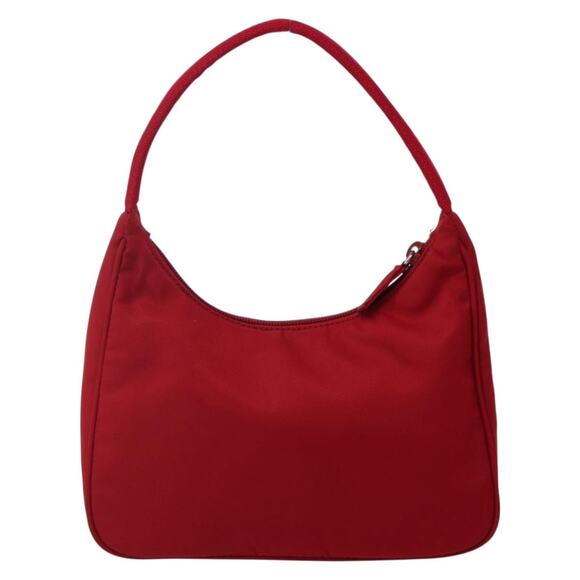 PRADA Hand Bag Nylon Red Silver - Picture 3 of 12